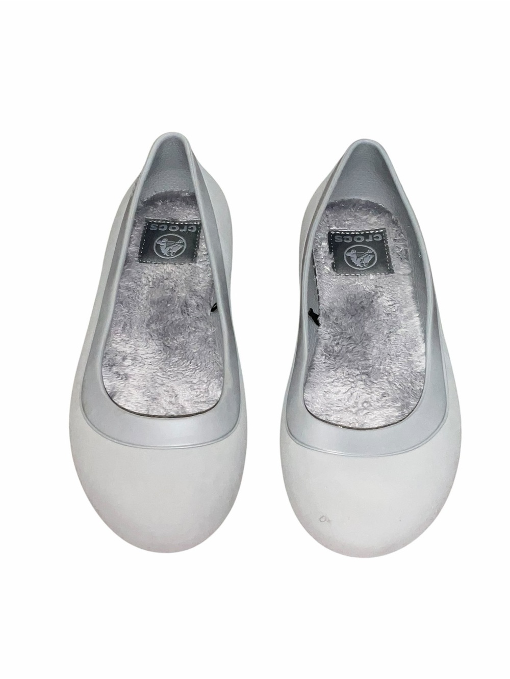 Crocs Mammoth Flats Women’s 5 Gray Fleece Lined Slip On Ballet Shoes Comfort